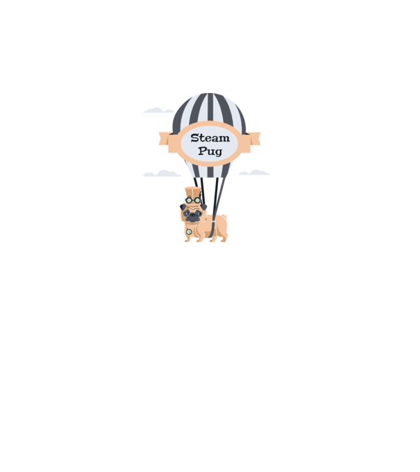 Steampug - mops model turcoaz pe tricou