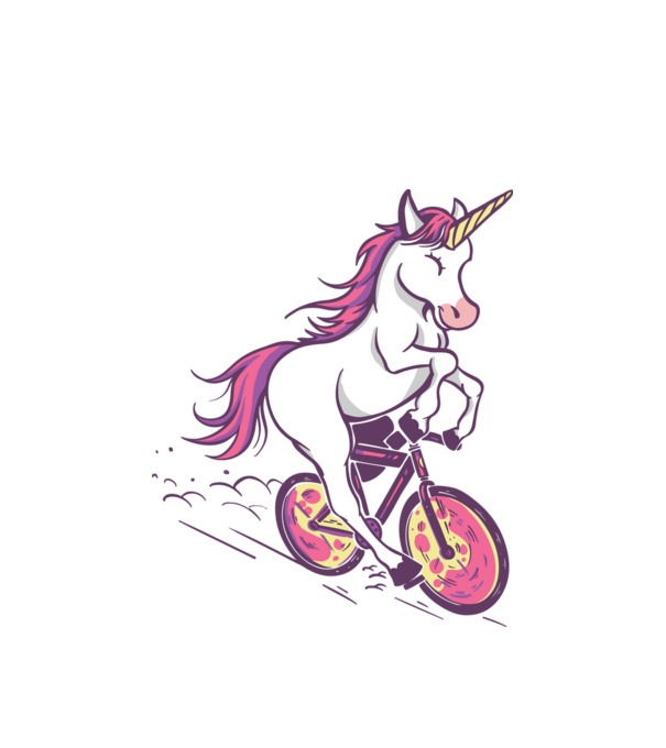 unicorn cu bicicletă model alb pe tricou