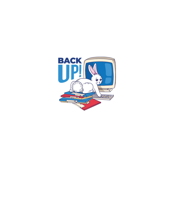 Back up bunny model alb pe tricou