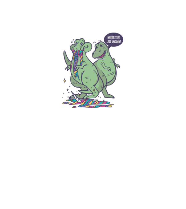 T-rex a mâncat unicornul model alb pe tricou