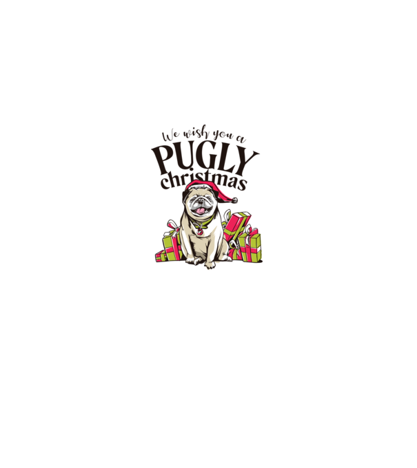 We wish You a Pugly Christmas tricou cu mops model gri pe tricou
