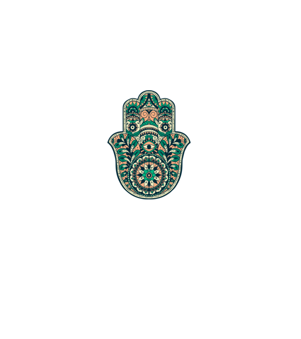 Mână Hamza - Mâna lui Dumnezeu Mandala model alb pe tricou