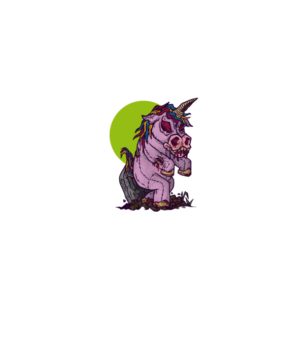 Zombie unicorn model albastru închis pe tricou