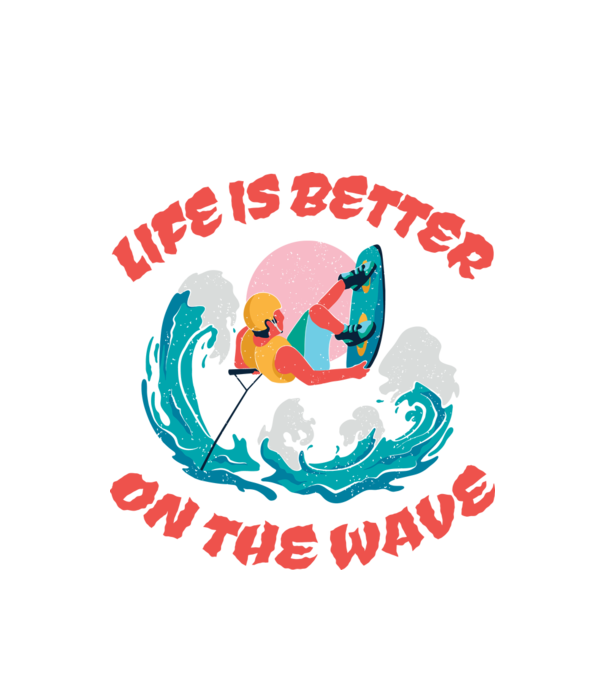 Wakeboard - Life is better on the wave model alb pe tricou