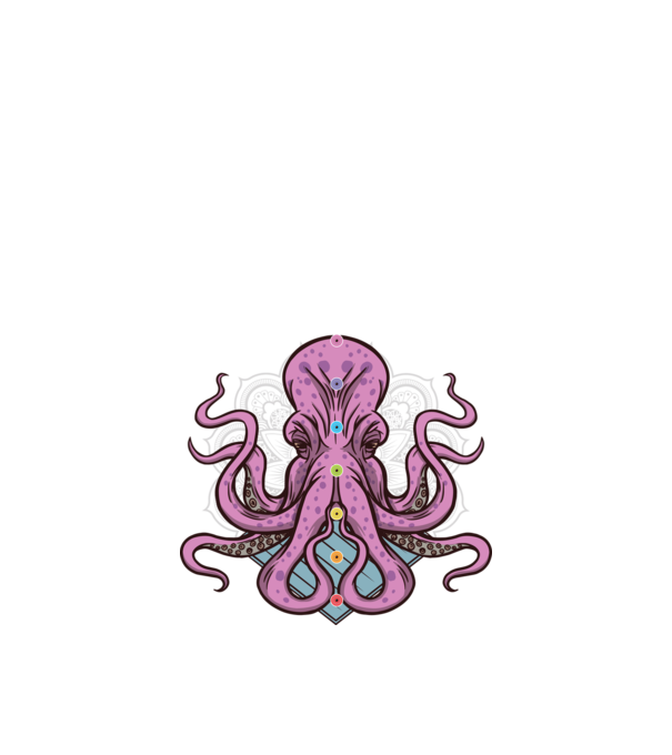 Yoga Octopus model negru pe tricou
