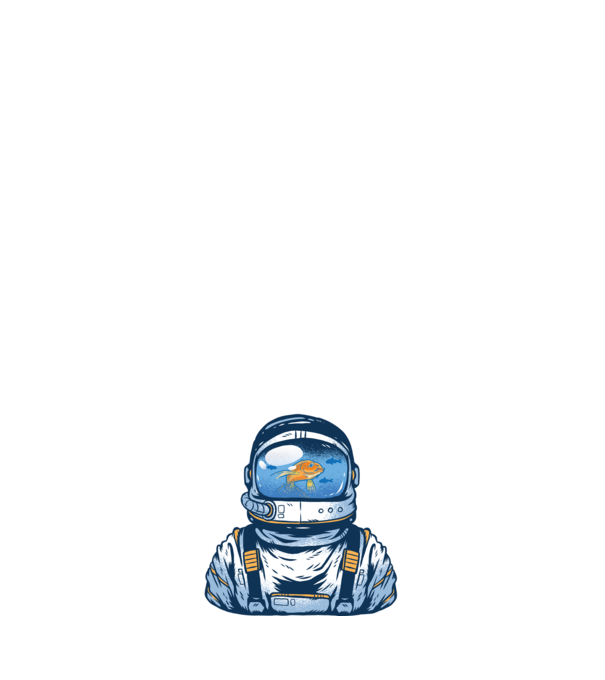 Peștișor auriu Astronaut model alb pe tricou