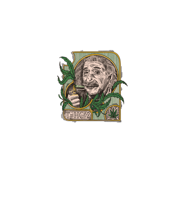 Einstein Marijuana THC model negru pe tricou