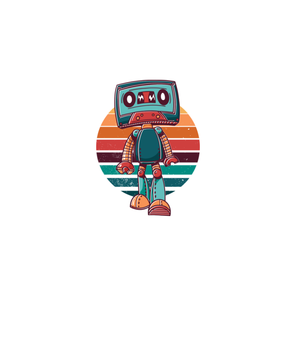 Robot Casetă retro model alb pe tricou
