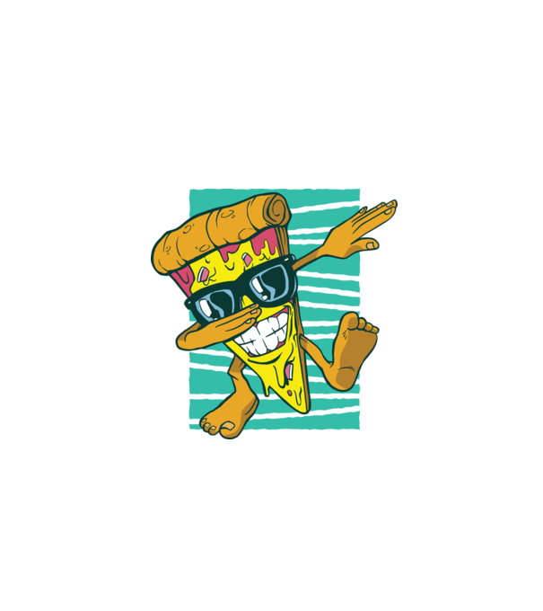 Felie de pizza DAB model negru pe tricou