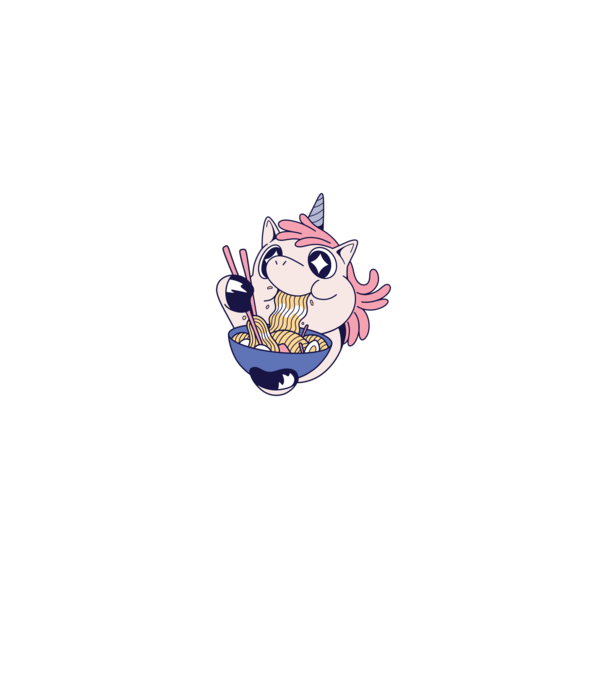 Unicorn Ramen model albastru închis pe tricou