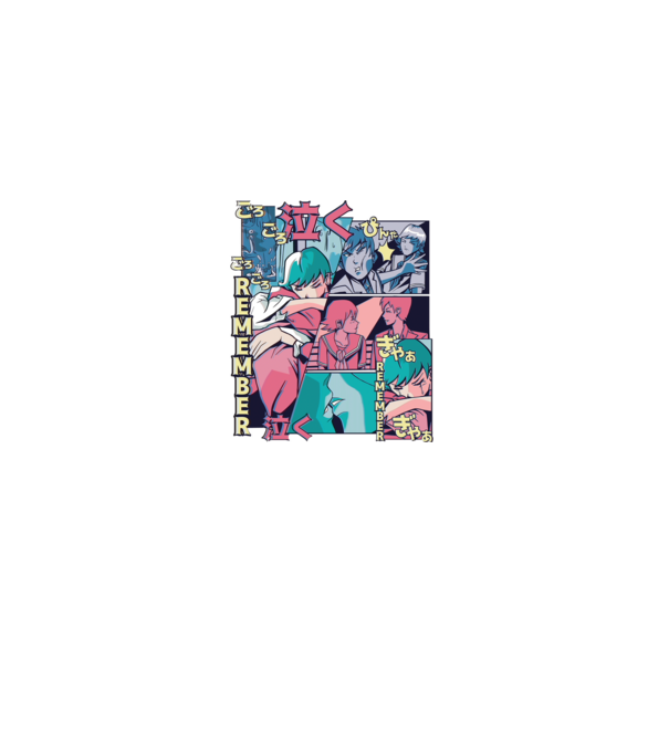 Anime Vaporwave benzi desenate model alb pe tricou