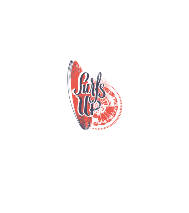 Surfs up model alb pe tricou