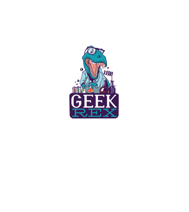 Geek Rex dinozaur tricou model negru pe tricou