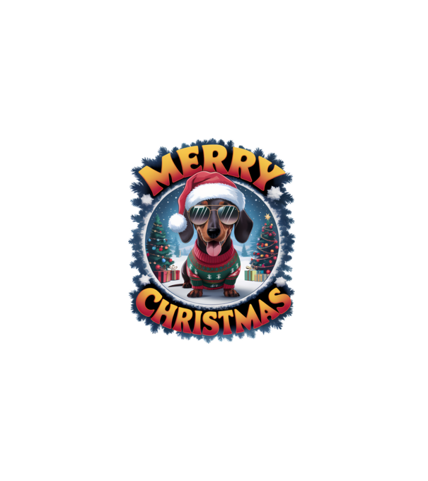 Merry Christmas Teckel model alb pe tricou