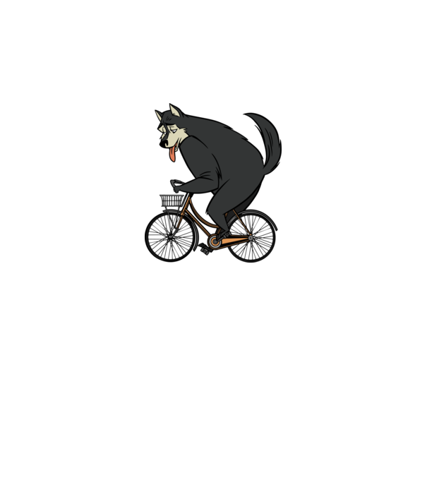 Lup pe bicicletă model alb pe tricou