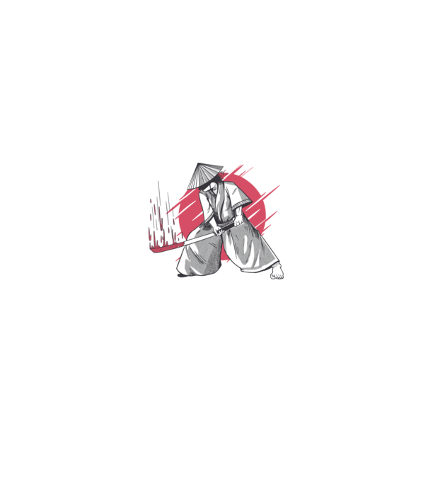 Sabie de samurai model alb pe tricou