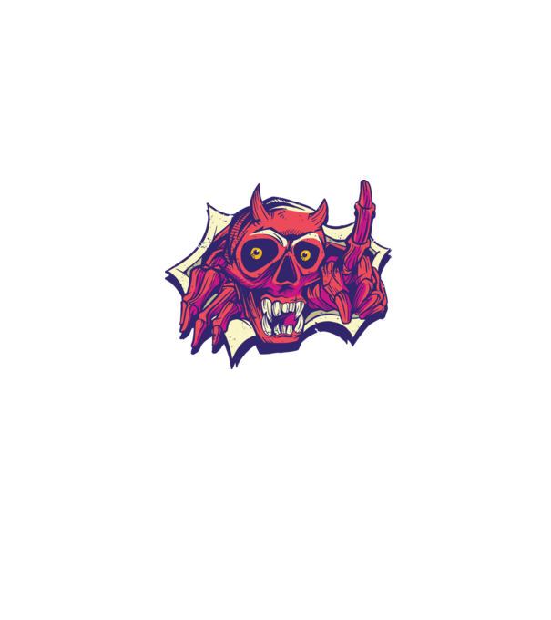 Craniu de Demon model albastru jeanși pe tricou