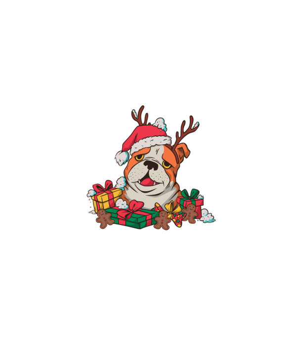 Bulldog de Crăciun model turcoaz pe tricou