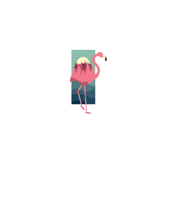 Flamingo Design model gri pe tricou