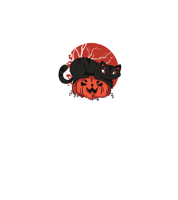 Pisică pe dovleac Halloween model negru pe tricou