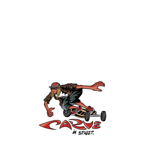 Carveboard Longboard model alb pe tricou