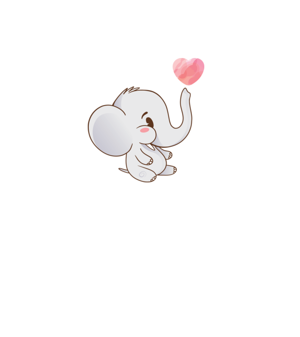 Elefant drăguț model alb pe tricou