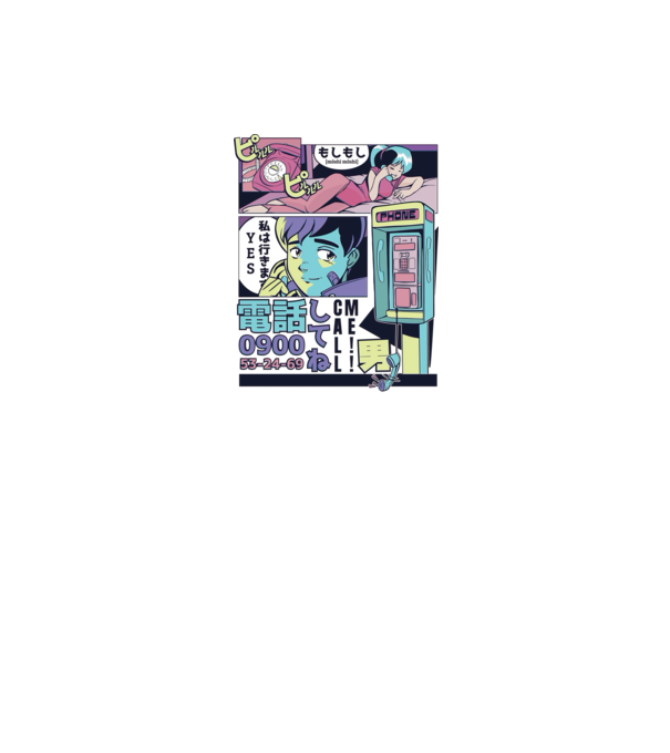 Anime Vaporwave benzi desenate model alb pe tricou