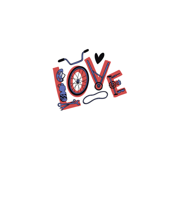 Love Bicicletă model alb pe tricou