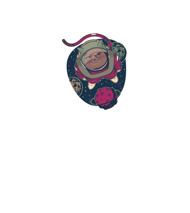 Pisică Astronaut model negru pe tricou