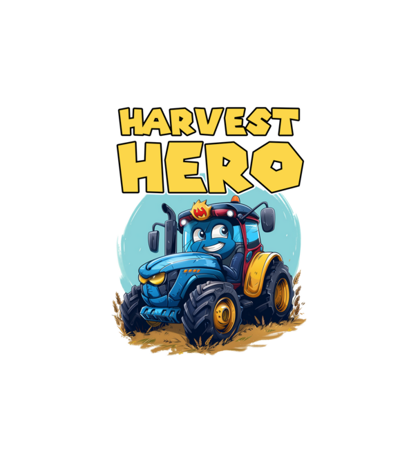Harvest Hero Tractor model alb pe tricou