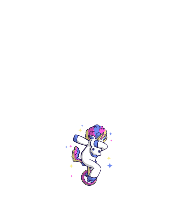Unicorn pe monociclu model albastru închis pe tricou