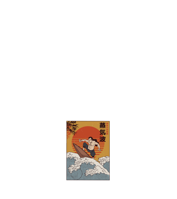 Samurai Surf model albastru închis pe tricou