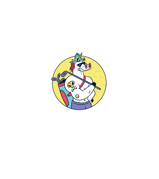 Unicorn Golf model negru pe tricou