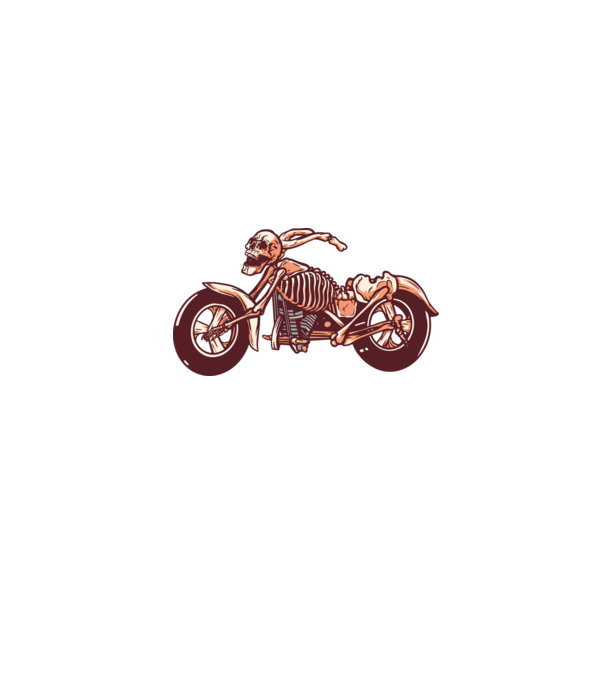 Motocicletă cu Schelet model alb pe tricou