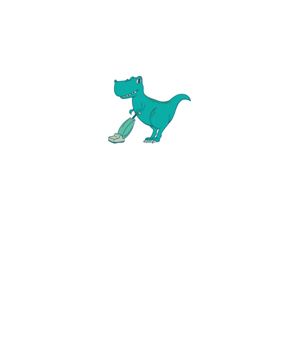 T-rex făcând curățenie model alb pe tricou