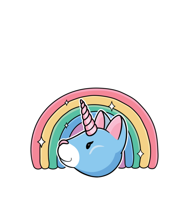 Pisică Unicorn model alb pe tricou