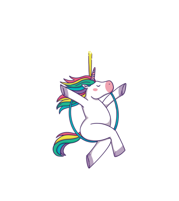 Unicorn pe cerc model alb pe tricou