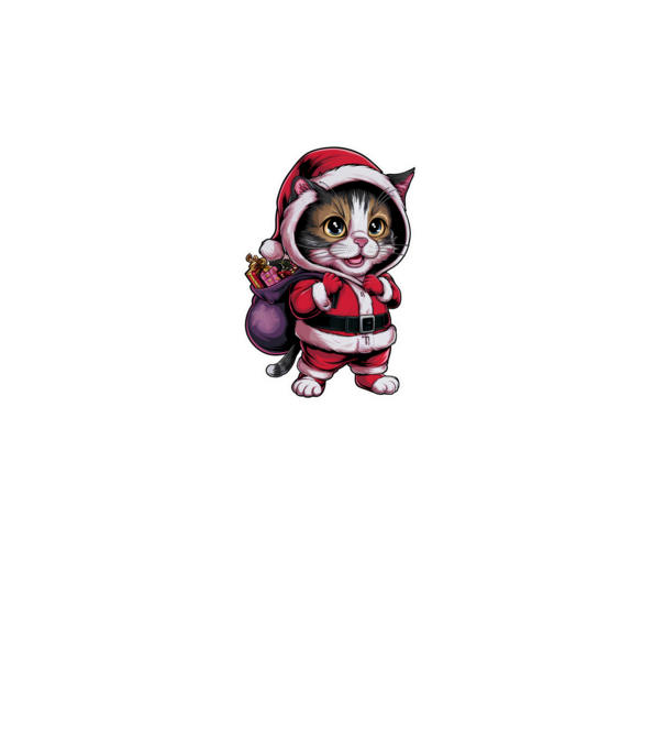 Santa Cat model negru pe tricou