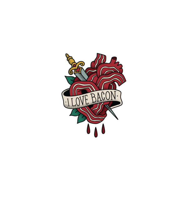 Love Bacon Tatuaj model alb pe tricou