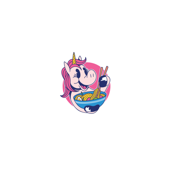 Unicorn Ramen model negru pe tricou