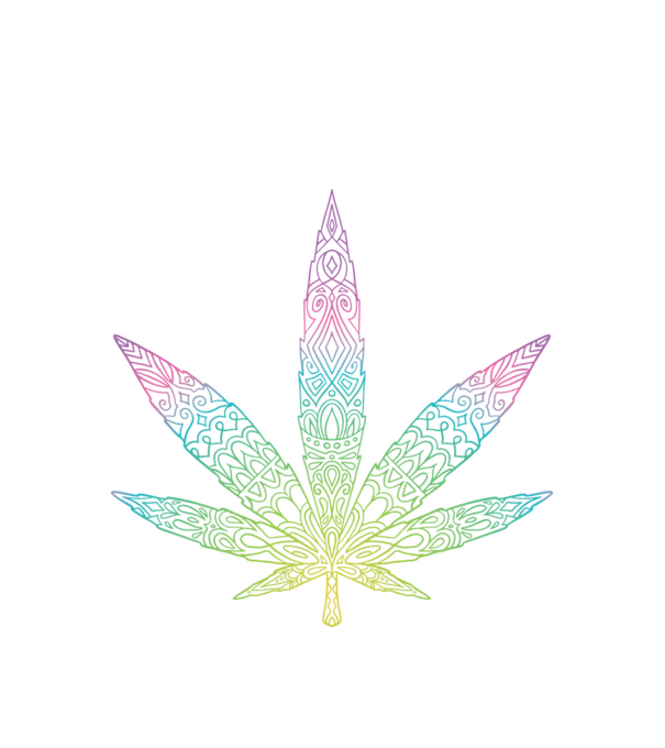 Frunză colorată de marijuana model alb pe tricou