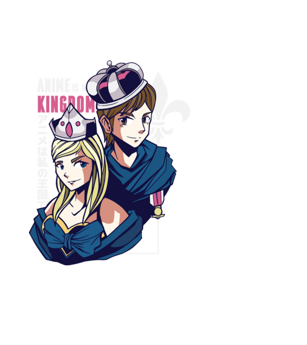 Anime este Regatul meu model negru pe tricou