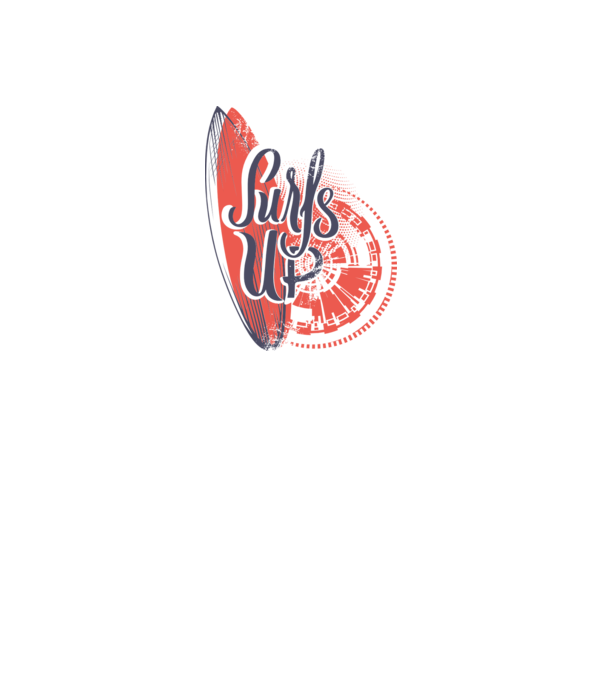 Surfs up model alb pe tricou