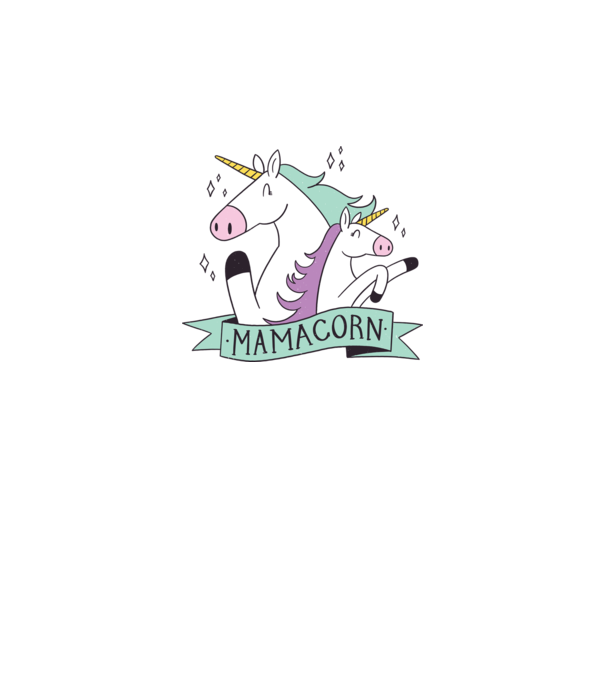 Mamacorn model alb pe tricou