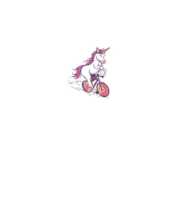 unicorn cu bicicletă model roz pe tricou