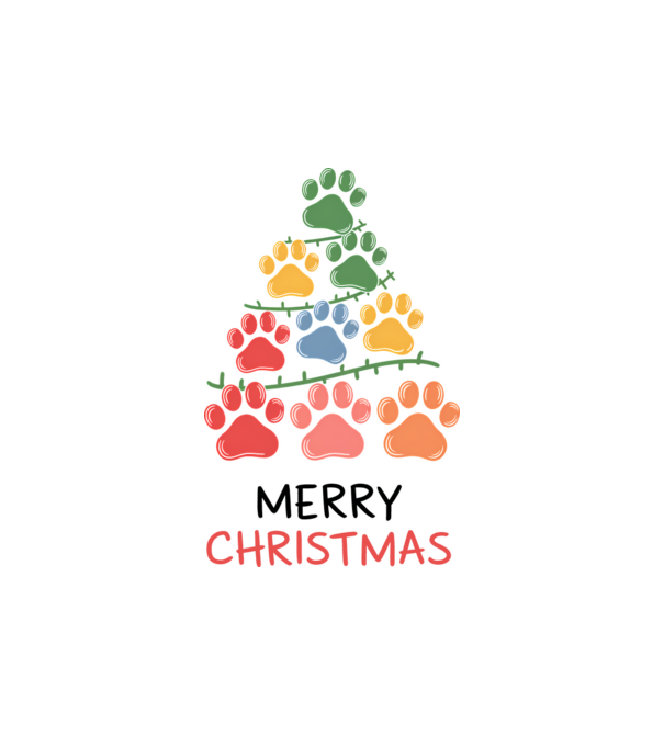 Merry Christmas Paws Alb model alb pe tricou