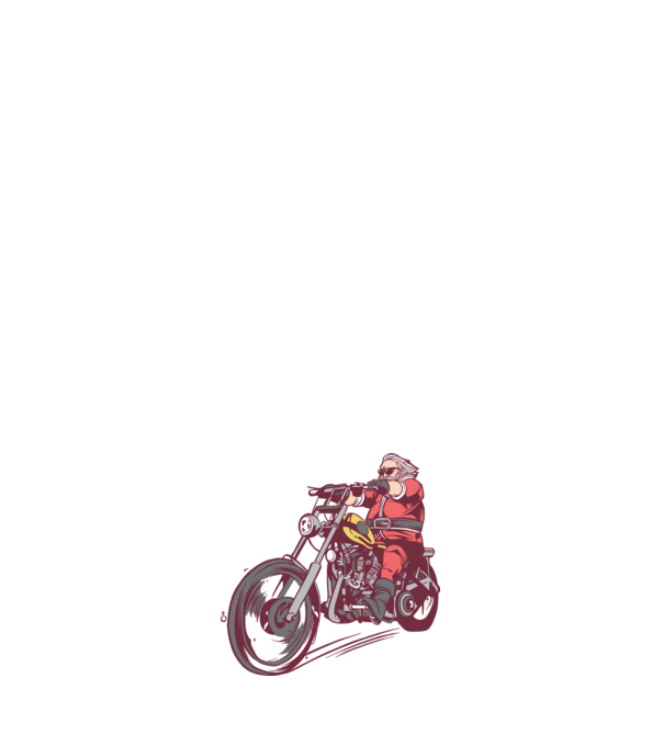 Moș Crăciun motociclist model alb pe tricou