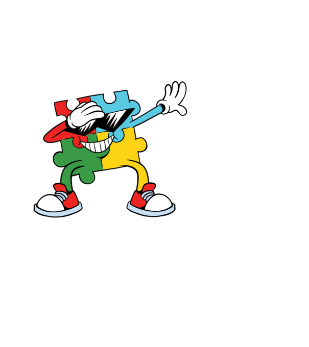 Autist DAB Puzzle model alb pe tricou