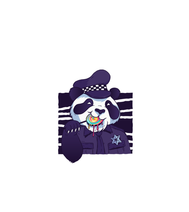 Panda polițist cu acadea model turcoaz pe tricou
