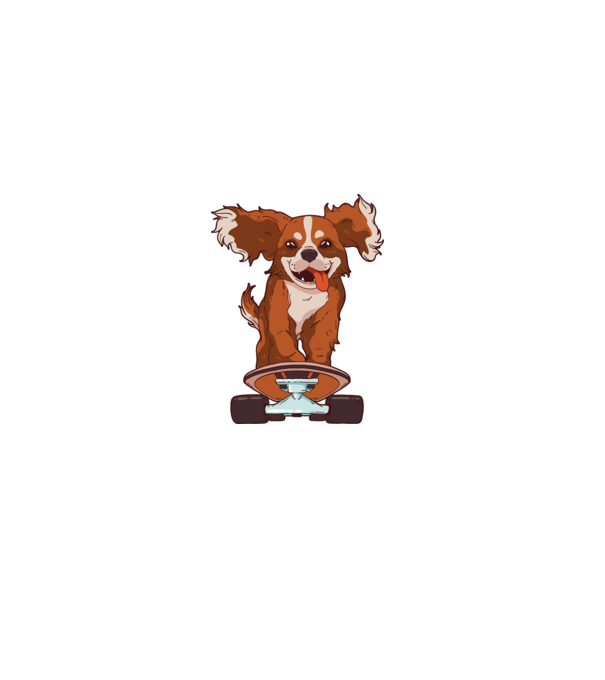 Skateboarding Cavalier King Spaniel model verde închis pe tricou